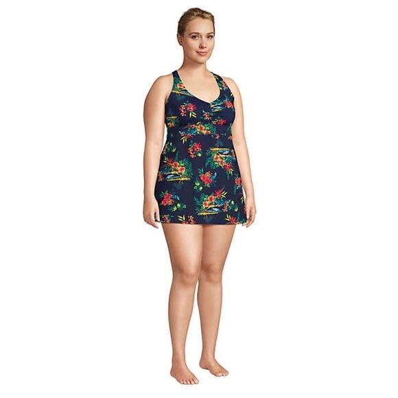 Land’s End Plus Standard Reversible swim top dresskini tropical border Various - Picture 5 of 6